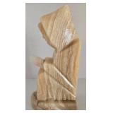 Abstract Stone Onyx MONK Reading Art Sculpture with Base Bookend