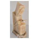 Abstract Stone Onyx MONK Reading Art Sculpture with Base Bookend