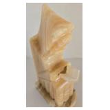 Abstract Stone Onyx MONK Reading Art Sculpture with Base Bookend