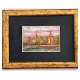 Miniature Oil Painting on Board - Gold Gilt Frame, 6 3/4 x 5 1/4 in, Signed