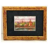 Miniature Oil Painting on Board - Gold Gilt Frame, 6 3/4 x 5 1/4 in, Signed