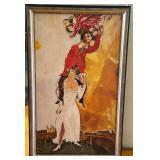 Marc Chagall - Double Portrait With Glass of Wine - Framed Print 32 x 19 in