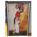 Marc Chagall - Double Portrait With Glass of Wine - Framed Print 32 x 19 in