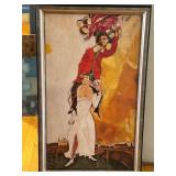 Marc Chagall - Double Portrait With Glass of Wine - Framed Print 32 x 19 in
