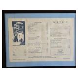6 Framed Restaurant Menus - Mixed Venues Collection