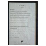 9 Framed Famous Restaurant Menus