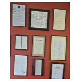 9 Framed Famous Restaurant Menus