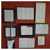 9 Restaurant Menus - Framed Wall Decor in Black Frames