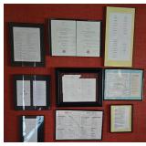 9 Restaurant Menus - Framed Wall Decor in Black Frames