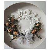Framed 3D Floral Paper Wreath - Dried Flowers, Dark Wood Frame