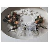 Framed 3D Floral Paper Wreath - Dried Flowers, Dark Wood Frame