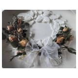 Framed 3D Floral Paper Wreath - Dried Flowers, Dark Wood Frame