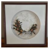 Framed 3D Floral Paper Wreath - Dried Flowers, Dark Wood Frame