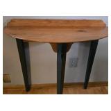 Wood Half Moon Table With Black Legs