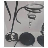 Vintage Etched Glass Wine Aerator Dispenser with Black Metal Cork Cage