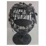 Vintage Etched Glass Wine Aerator Dispenser with Black Metal Cork Cage