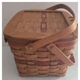 Longaberger Holiday Hostess Weekender Basket with Red Accent Band & Lid