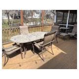 Elbertex Glen Raven Patio 12-Piece Dining Set - 80in Oval Stone-Top Table & 6 Chairs