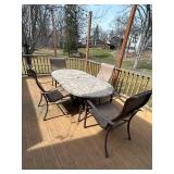 Elbertex Glen Raven Patio 12-Piece Dining Set - 80in Oval Stone-Top Table & 6 Chairs