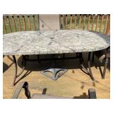 Elbertex Glen Raven Patio 12-Piece Dining Set - 80in Oval Stone-Top Table & 6 Chairs