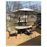 Elbertex Glen Raven Patio 12-Piece Dining Set - 80in Oval Stone-Top Table & 6 Chairs