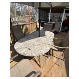 Elbertex Glen Raven Patio 12-Piece Dining Set - 80in Oval Stone-Top Table & 6 Chairs