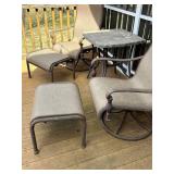 Elbertex Glen Raven Patio 12-Piece Dining Set - 80in Oval Stone-Top Table & 6 Chairs