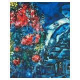 Marc Chagall Le Village Blue Framed Print - 24 x 26 in