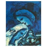 Marc Chagall Le Village Blue Framed Print - 24 x 26 in