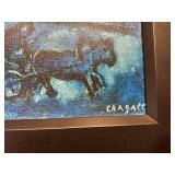 Marc Chagall Le Village Blue Framed Print - 24 x 26 in