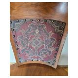 Vintage Bankers Wood Armchair with Tapestry Back Panel & Nailhead Trim