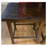 High-Top Table With 4 Wood Stools - Dark Walnut Finish, Built-In Cubby Storage