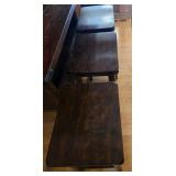 High-Top Table With 4 Wood Stools - Dark Walnut Finish, Built-In Cubby Storage