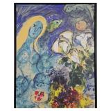 Marc Chagall Reproduction - The Woman and the Roses (The Vase and the Woman) Framed Canvas Print