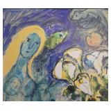 Marc Chagall Reproduction - The Woman and the Roses (The Vase and the Woman) Framed Canvas Print