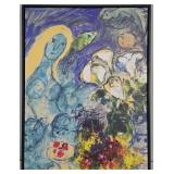 Marc Chagall Reproduction - The Woman and the Roses (The Vase and the Woman) Framed Canvas Print
