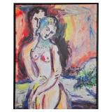 Framed Canvas Print Marc Chagall Le Couple Nu Reproduction
