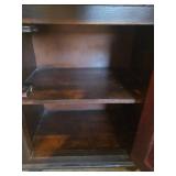 Antique Hand-Painted Black & Red Floral Cabinet with Top Drawer