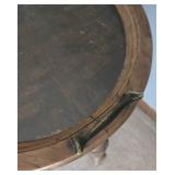 Vintage Oval Coffee Table with Glass Serving Tray - Carved Turned Legs