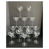 Riedel Martini Glasses - 4, Riedel Champagne Flutes - 7, Riedel Champagne Coup Glasses - 3