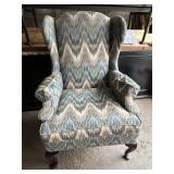 Custom Fabric Wingback Chair - 31 in W x 34 in D x 46 in H - Ikat Zigzag