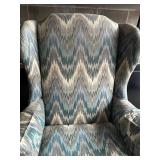 Custom Fabric Wingback Chair - 31 in W x 34 in D x 46 in H - Ikat Zigzag