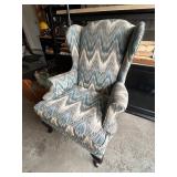 Custom Fabric Wingback Chair - 31 in W x 34 in D x 46 in H - Ikat Zigzag