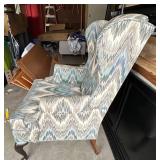 Custom Fabric Wingback Chair - 31 in W x 34 in D x 46 in H - Ikat Zigzag