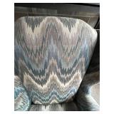 Custom Fabric Wingback Chair - 31 in W x 34 in D x 46 in H - Ikat Zigzag