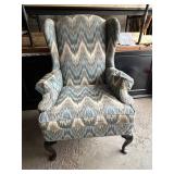 Custom Fabric Wingback Chair - 31 in W x 34 in D x 46 in H - Ikat Zigzag