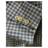 Connor SPJ Bespoke Blue Plaid Wool Suit Jacket & Pants - Size 48L (Jacket: 44 inch Chest)
