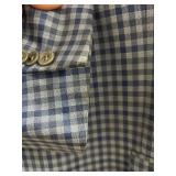 Connor SPJ Bespoke Blue Plaid Wool Suit Jacket & Pants - Size 48L (Jacket: 44 inch Chest)