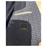 Connor SPJ Bespoke Blue Plaid Wool Suit Jacket & Pants - Size 48L (Jacket: 44 inch Chest)