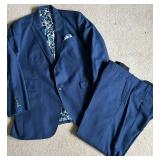 Bespoke Tailored Blue Italian Wool Suit - 44XL Long by Marzotto/Su Misura for Sam Surin